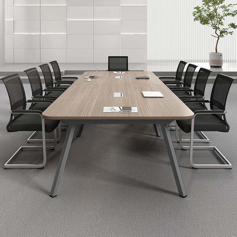 办公室简易弧形会议桌长桌椅组合简约现代洽谈室阅览桌子长方形