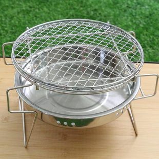 野营烧烤架烧烤炉家用炉 烧烤炉户外圆形折叠烧烤架便携日式