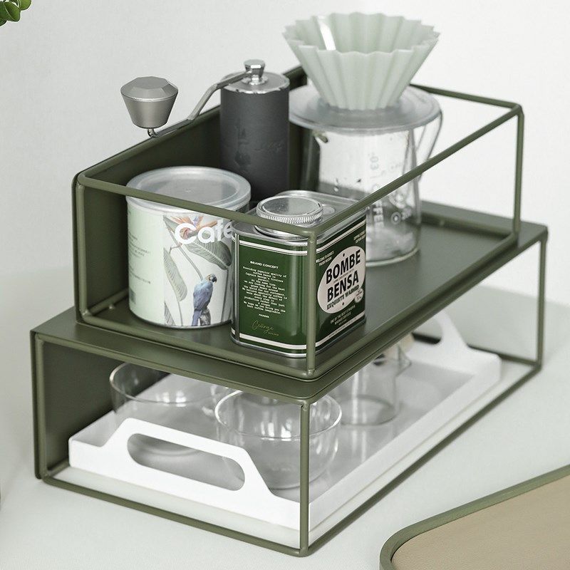 墨绿色笔记本增高架 桌面铁艺置物架 金属书架 咖啡角简约收纳架,收纳整理,化妆品收纳架,淘宝优惠券,粉丝福利购,淘宝优惠卷