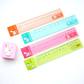 晨光耷拉兔尺子15cm20cm学生用直尺带波浪线可爱卡通透明塑料直尺