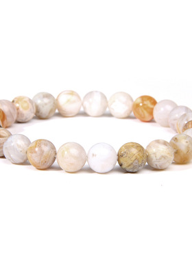 2025新款时尚女士天然石红玛瑙弹力手链8mm竹叶玛瑙单圈手链优雅