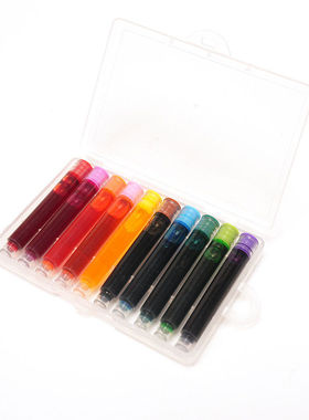 2026新款10支装彩色墨囊女孩手账笔34mm通用彩色笔芯创意礼品