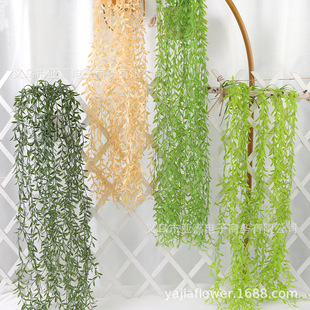 仿真过江龙藤条 壁挂垂柳仿真柳叶绿植配件 院子墙面婚庆