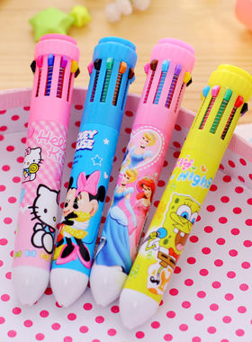 2026新款节日礼品卡通10色圆珠笔彩色学习文具套装儿童创意奖品