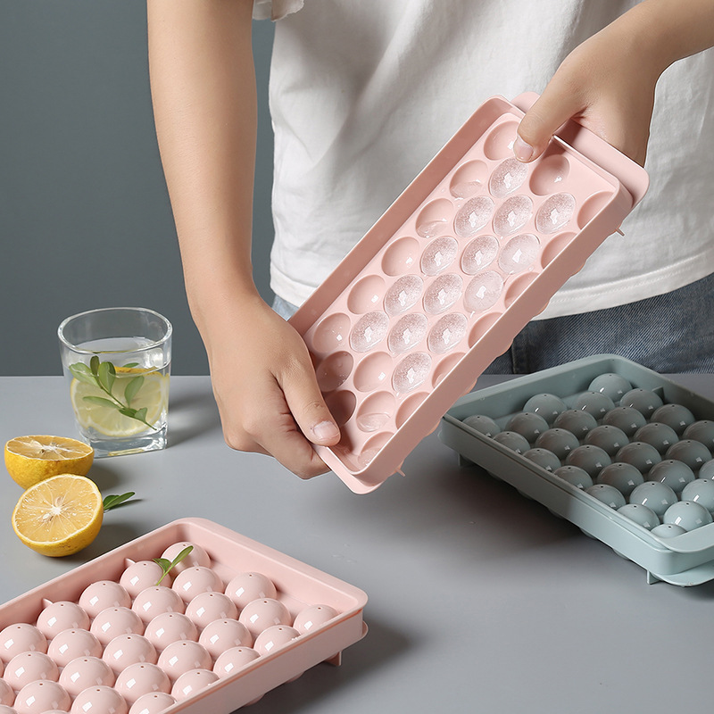 冰格速冻器制冰盒家用冰箱制冰球带盖自制圆球形冰块模具做冰