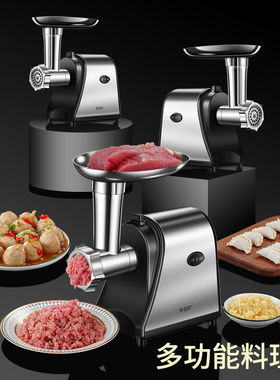 厨房多功能灌肠食物料理肉馅机电动肉碎机不锈钢肉沫机家用绞肉机