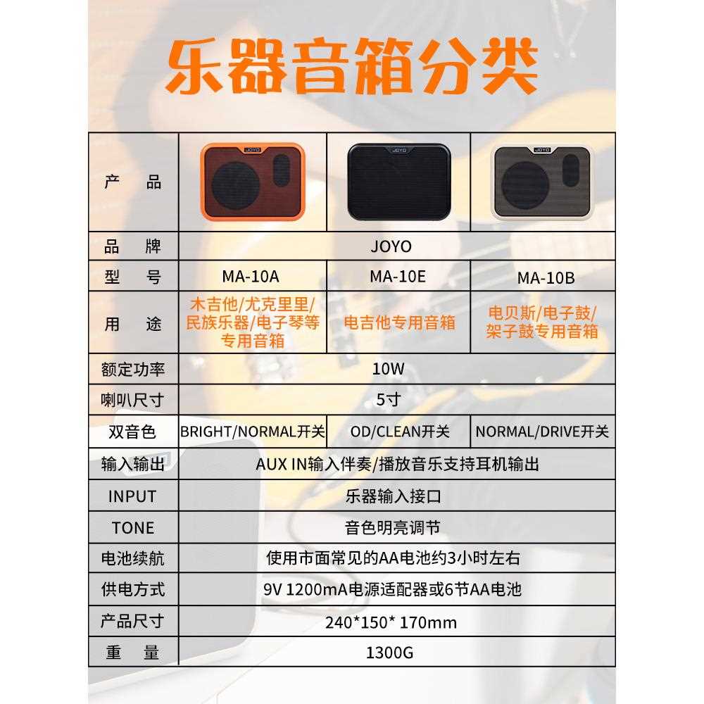 JOYO卓乐电箱民谣木吉他贝斯音箱MA-10A/10E户外演出便携小型音响
