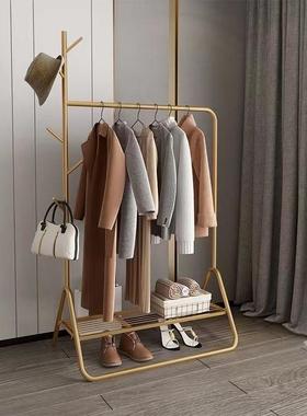 简YUB约现代铁艺落地网红衣帽架服收用纳家置物挂衣子架简易衣卧