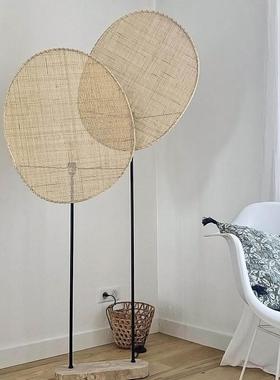 式藤编落地手灯客厅卧书房餐厅屏风立61529日式灯创意个性工编室