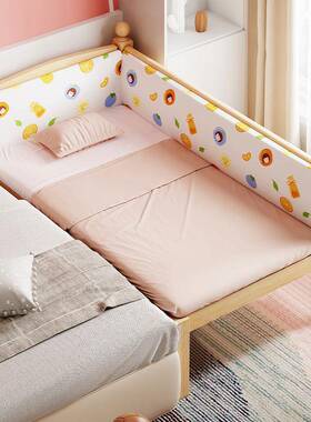 实木儿童床男单人婴床AWI儿拼接大床边床加孩宽栏小床带护女孩公