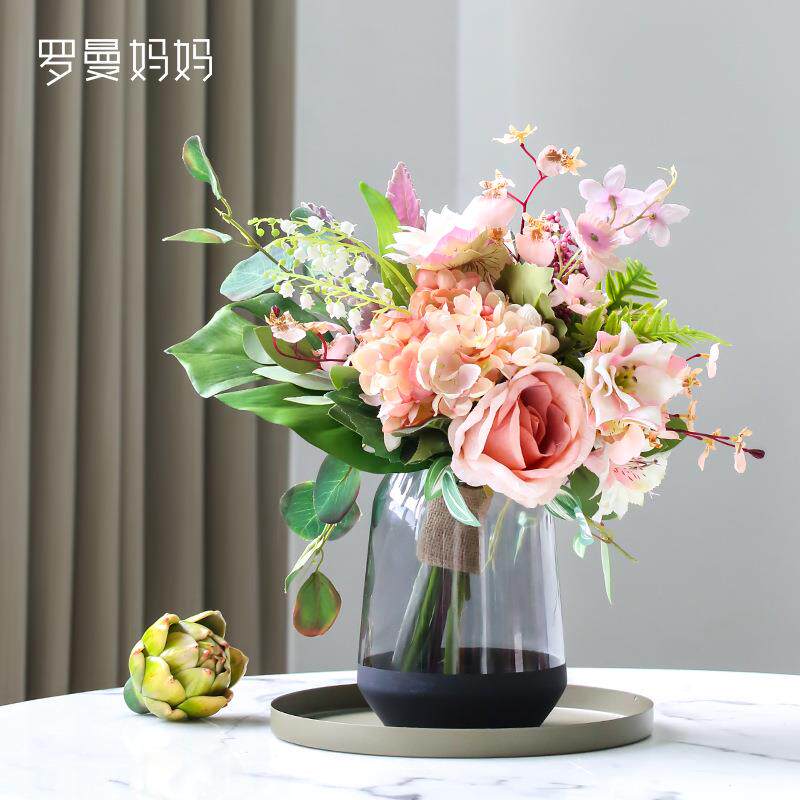 罗曼妈妈室客厅内仿真绣花艺桌球茶AKE几手工插花摆件家居饰面品