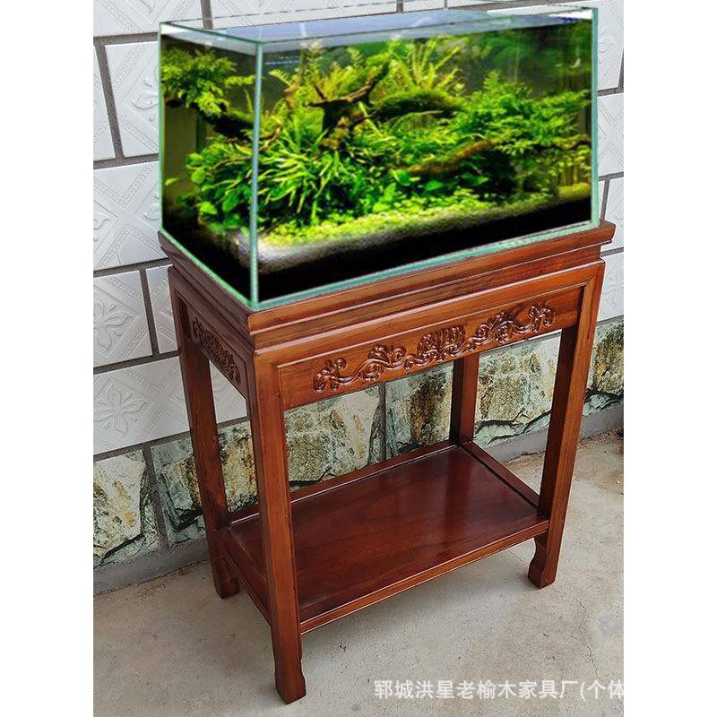 实木景花物榆木小型鱼缸奇QCX石桌盆桌超艺承花底座绿萝摆件置架