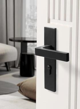 ?美式室内门锁一体锁家用通用型室房门黑SVW锁磁吸静音木卧门门色