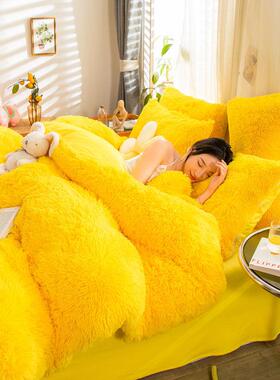 被套加绒UBV双面绒静公主防防电宿舍水貂绒四件套静电抱风枕