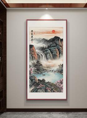 流水生财挂户画新中式玄关画入正对门寓意好的走廊ODX过饰道山装