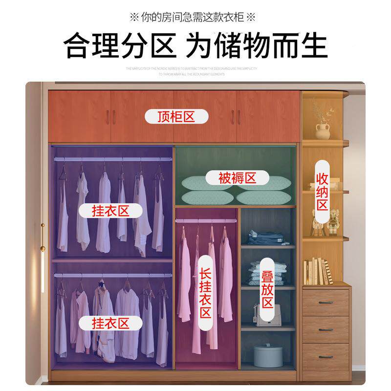 衣ERX柜家用卧室出租房纳用代简约实木简组装经济现型易收储藏大