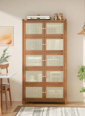 USW餐柜20墙25新款厨房边置物柜落体地多层带门靠一微波炉烤箱储