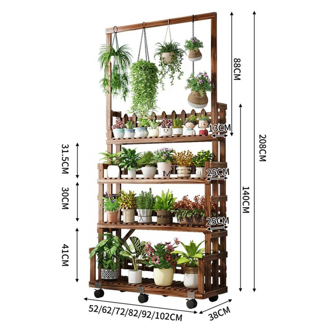 实木景质置物架落客阳台吊厅兰GFS绿萝多肉花架地子餐厅绿植盆玄