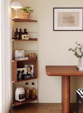 中木古实转角置室物架不38121锈钢三角展墙示柜客厅多功能角卧收