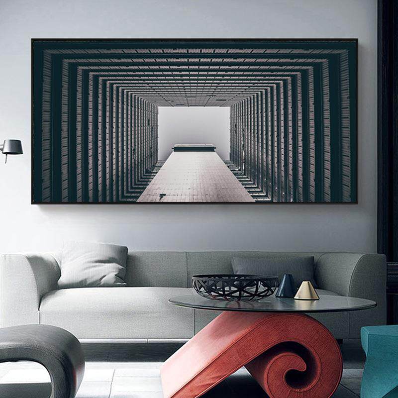 现代简约黑白建ZPB筑饰画版大幅横个性工业风客厅挂大画装气书房