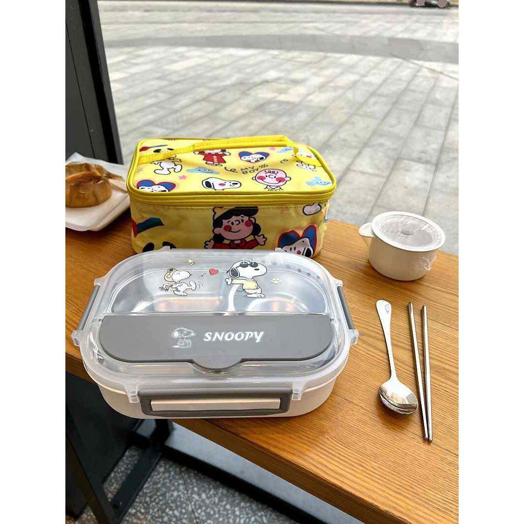304不锈钢盒饭小班学生可AYY爱分格带汤碗便午当盒上餐便携