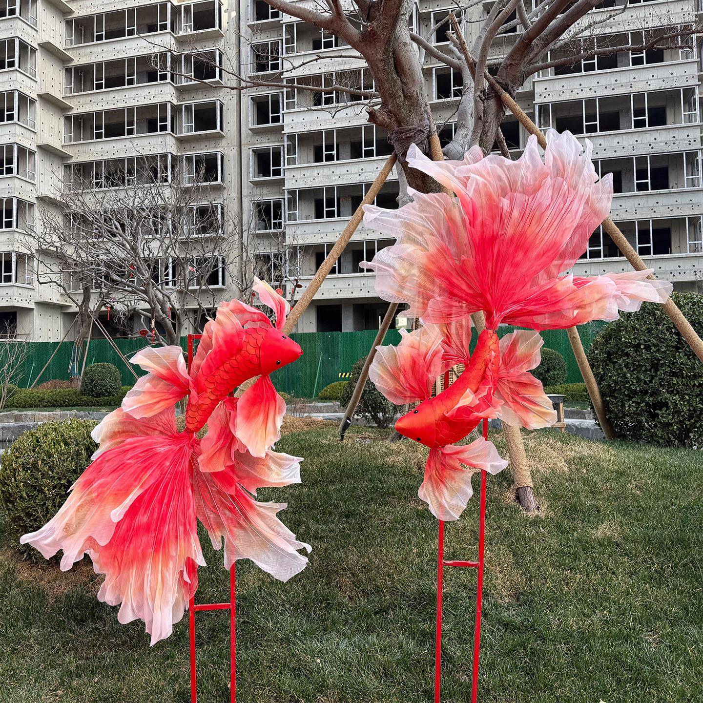 场庭店铺橱窗氛中围景拍照STX场打卡道具商大型仿真锦鲤活动美陈