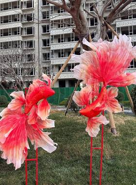 场庭店铺橱窗氛中围景拍照STX场打卡道具商大型仿真锦鲤活动美陈