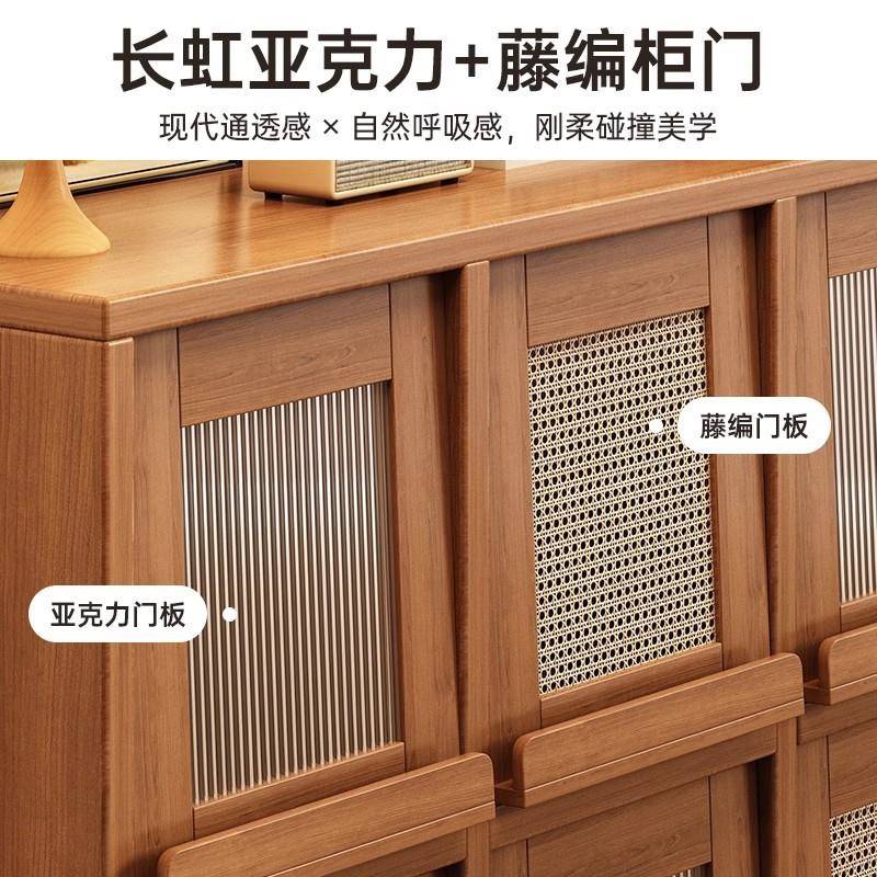 实木柜靠墙落地置物柜飘窗收纳柜带门格HTQ柜防储物柜子书组合书