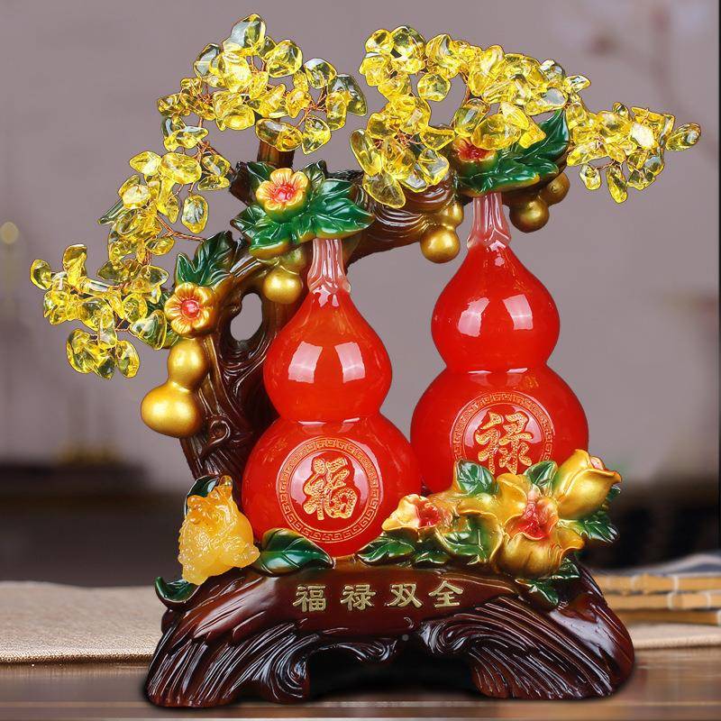 德仁日DVT常摆送礼葫芦件发财树客厅装饰品摆设树脂工艺厂品家直