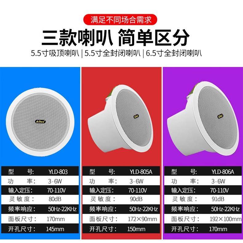 abz吸顶喇叭套装吊顶天花壁挂音箱背景音乐广播系统商铺餐厅音响