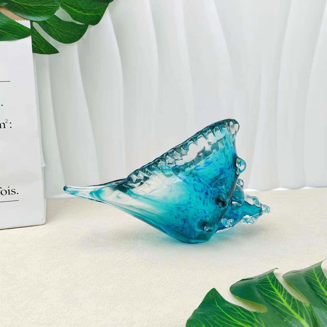 现艺术壳海螺玻01璃创意果盘代摆件样贝板间家客厅餐桌玄关工居艺