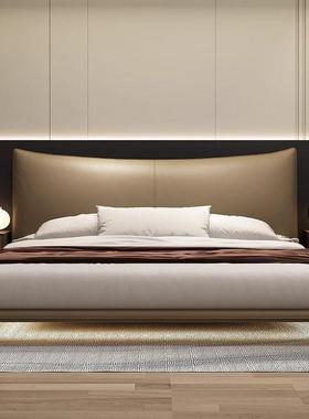 悬浮床床意式极简皮RET床现代简约婚床主卧双人薄床床齐边小头户
