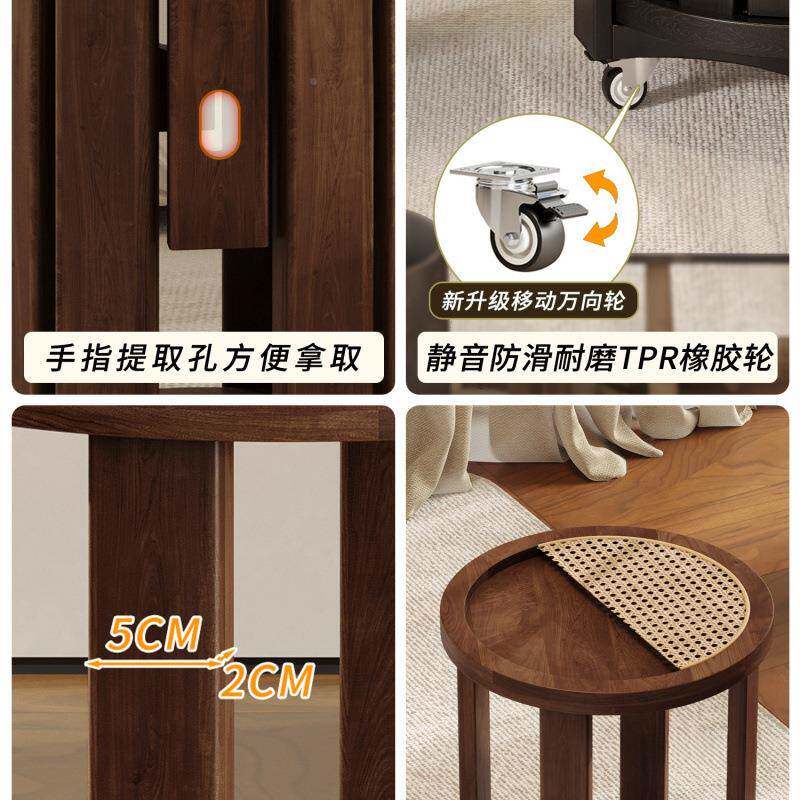 实木子家用可凳叠放备用餐叠桌板创意圆凳中古无品牌/风藤编叠乐