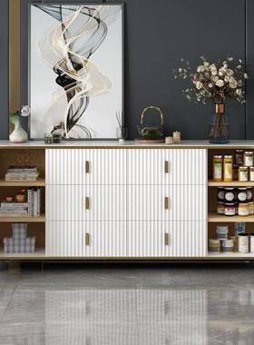 V轻奢岩板室五斗柜F767T59J收纳柜卧量储物柜大容屉抽柜白色靠墙