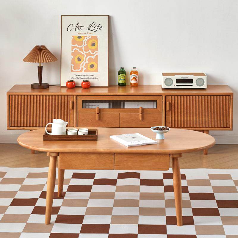 厂头家直销北美樱桃木原木茶几现代约OOW黑胡桃木客厅简小户源型