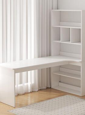 学学家用RNQ转桌角书书架一体桌卧室简易习写字桌双人电脑生桌带