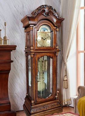 赫姆勒美式别墅级立德国落地钟报大气欧式客厅复古实PRV木械时机