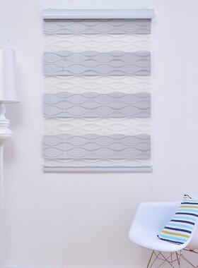水波纹卫遮光柔纱帘双层交叉书加ONZ厚窗帘房卷帘生帘间遮挡透气