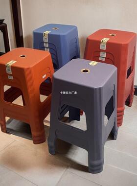 熟胶塑料凳子特厚桌椅加厚家用方叠凳餐现代简约塑凳高凳放JNF料