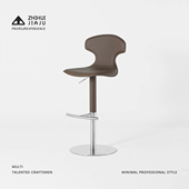 知绘 包豪斯不锈钢马鞍皮吧台椅升降椅旋转吧椅高脚凳家用岛台椅