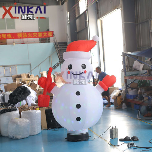 拍照灯光庭院装饰品 充气旋转圣诞雪人360°旋转商场场景装饰模型
