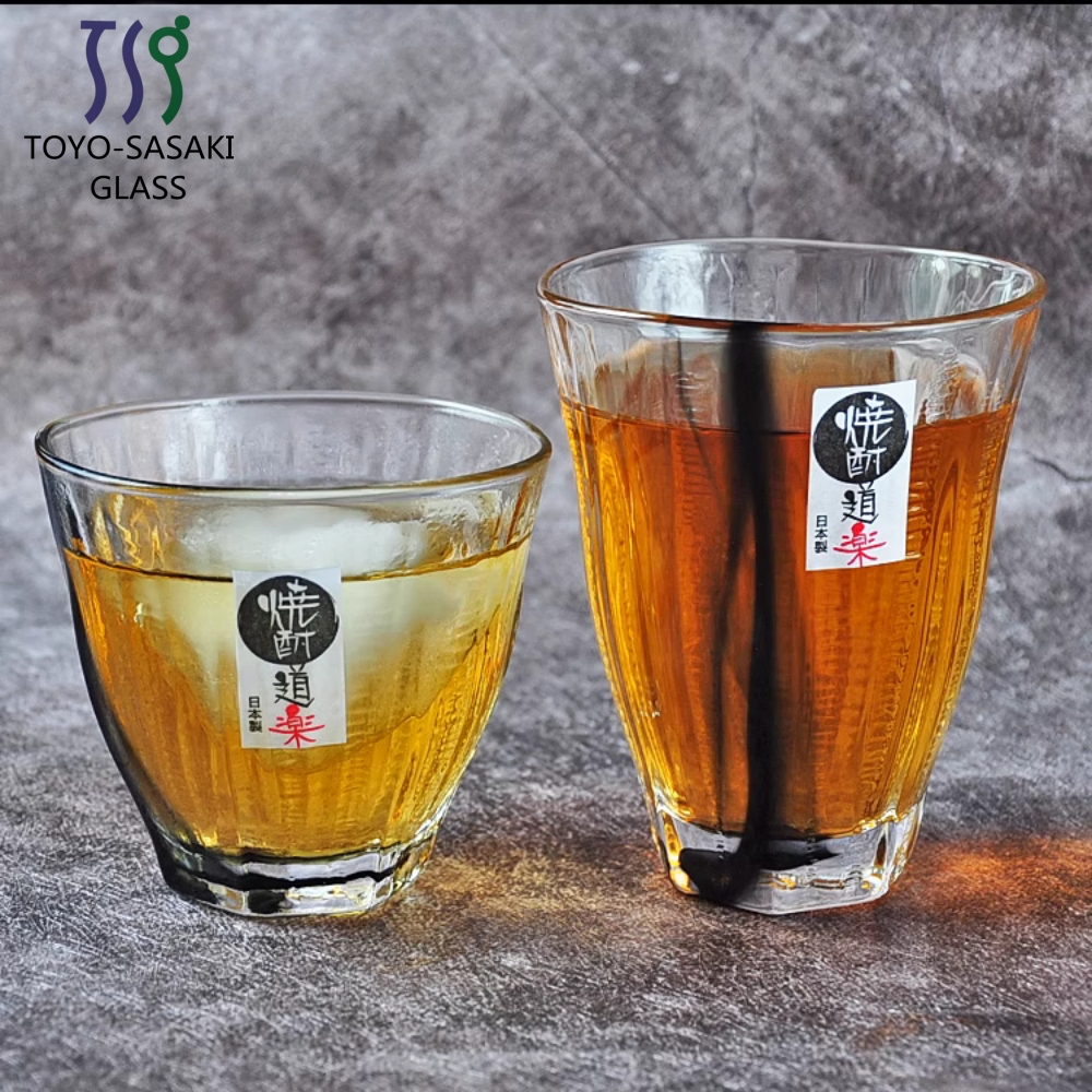 日本进口东洋佐佐木水纹墨流杯日式玻璃杯威士忌冷酒清酒杯水墨杯