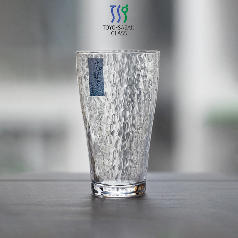 日本进口东洋佐佐木锤目纹玻璃水杯大容量耐高温茶杯耐热水杯子