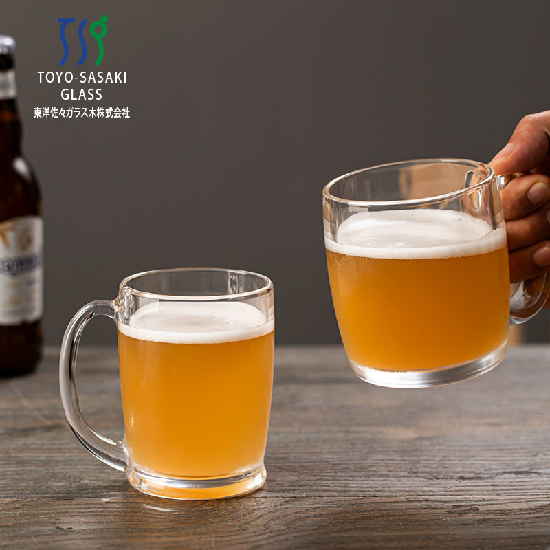 日本进口东洋佐佐木精酿啤酒杯大容量扎啤杯经典家用带把杯茶水杯