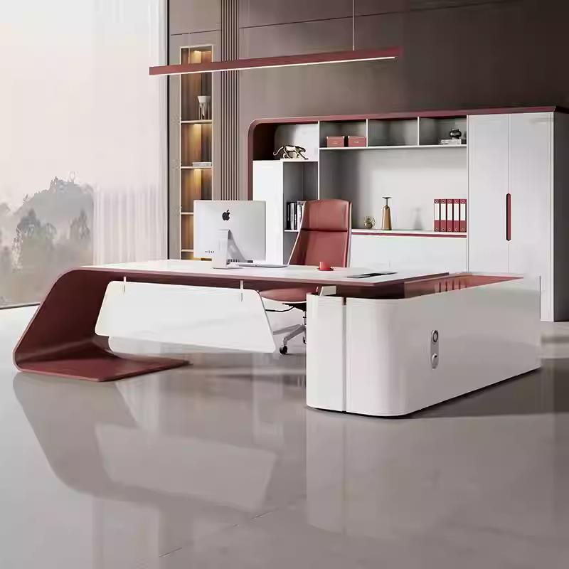 需定制烤漆老板桌大班台总裁桌时尚个性办公桌简约现代经理桌主管