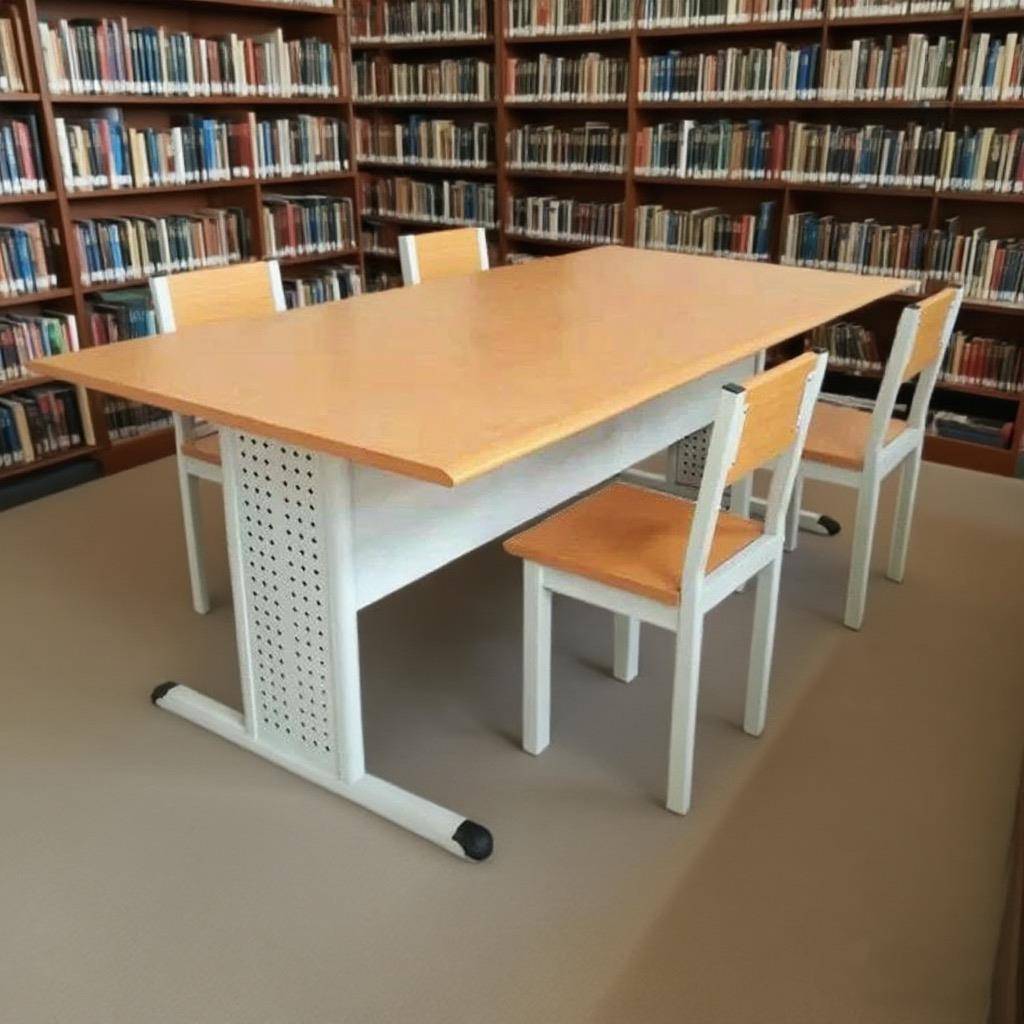 需定制学校图书馆阅览桌阅览椅防火面板阅览桌办公长条会议培训桌