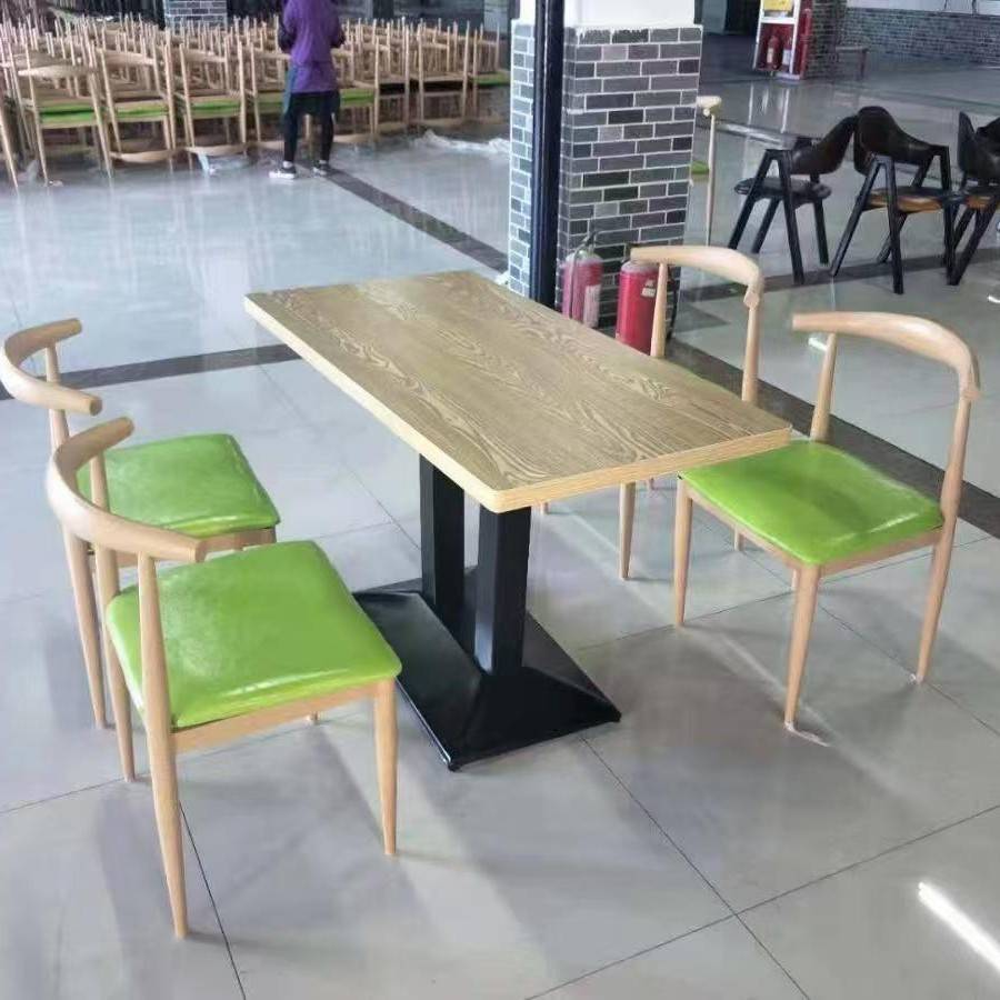 需定制北欧快餐桌椅商用饭店餐厅桌椅组合奶茶甜品店桌子商用长桌