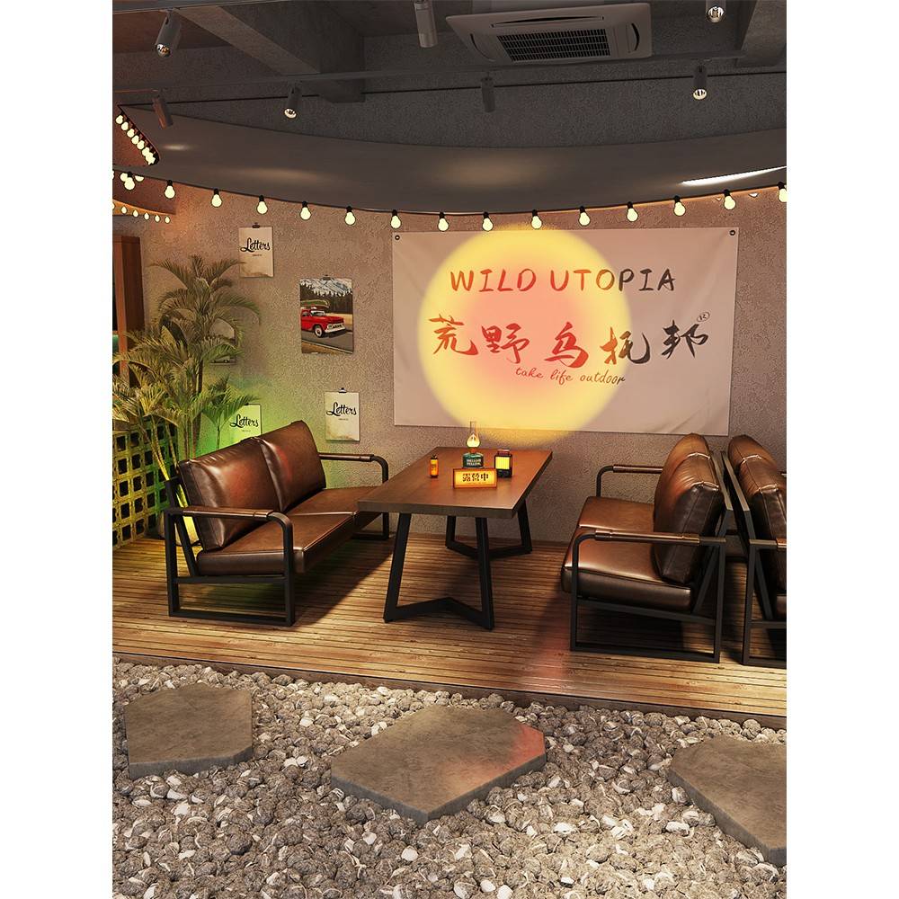 需定制露营风酒吧实木桌椅清吧茶楼卡座烧烤店咖啡厅民谣集小酒馆