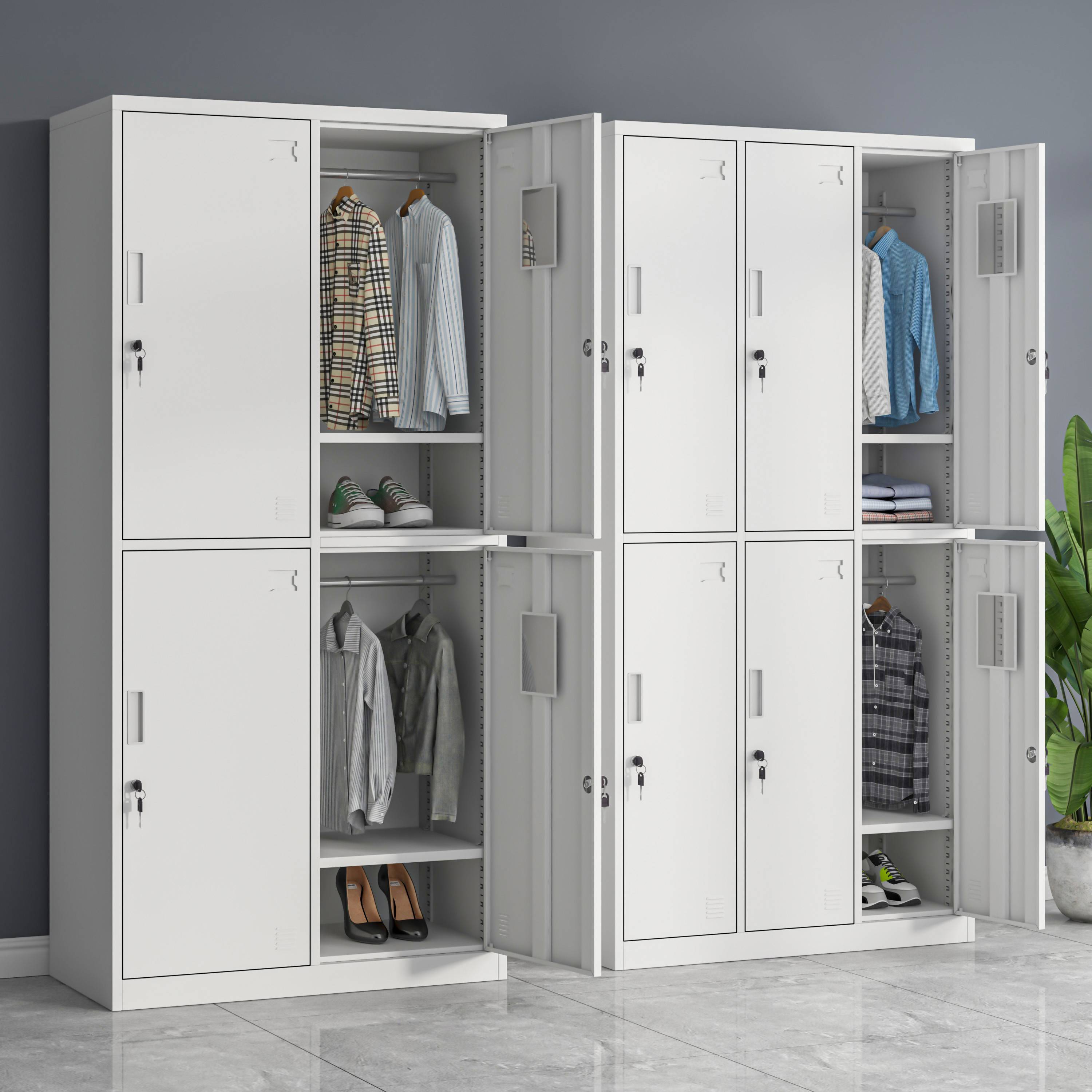 需定制员工储物柜更衣柜宿舍带锁铁皮衣柜浴室换衣柜多门柜鞋柜工