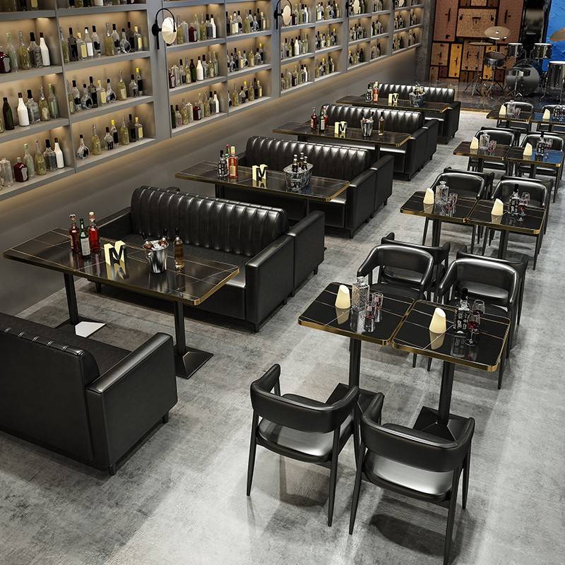 需定制咖啡厅酒清吧桌椅组合西餐烧烤奶茶店甜品店沙发复古休闲餐